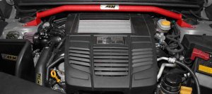 Subaru WRX STI Strut Bar - AEM Induction - Performance - Textured Red - `15-`20